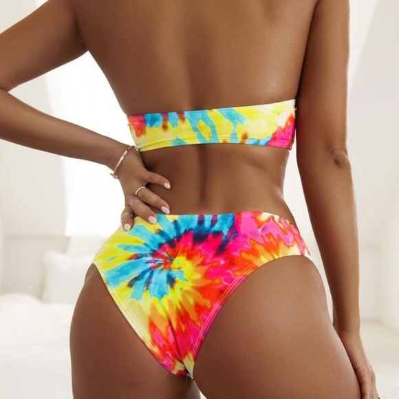 Tye dye halter bikini swimsuit - Picture 3 of 7